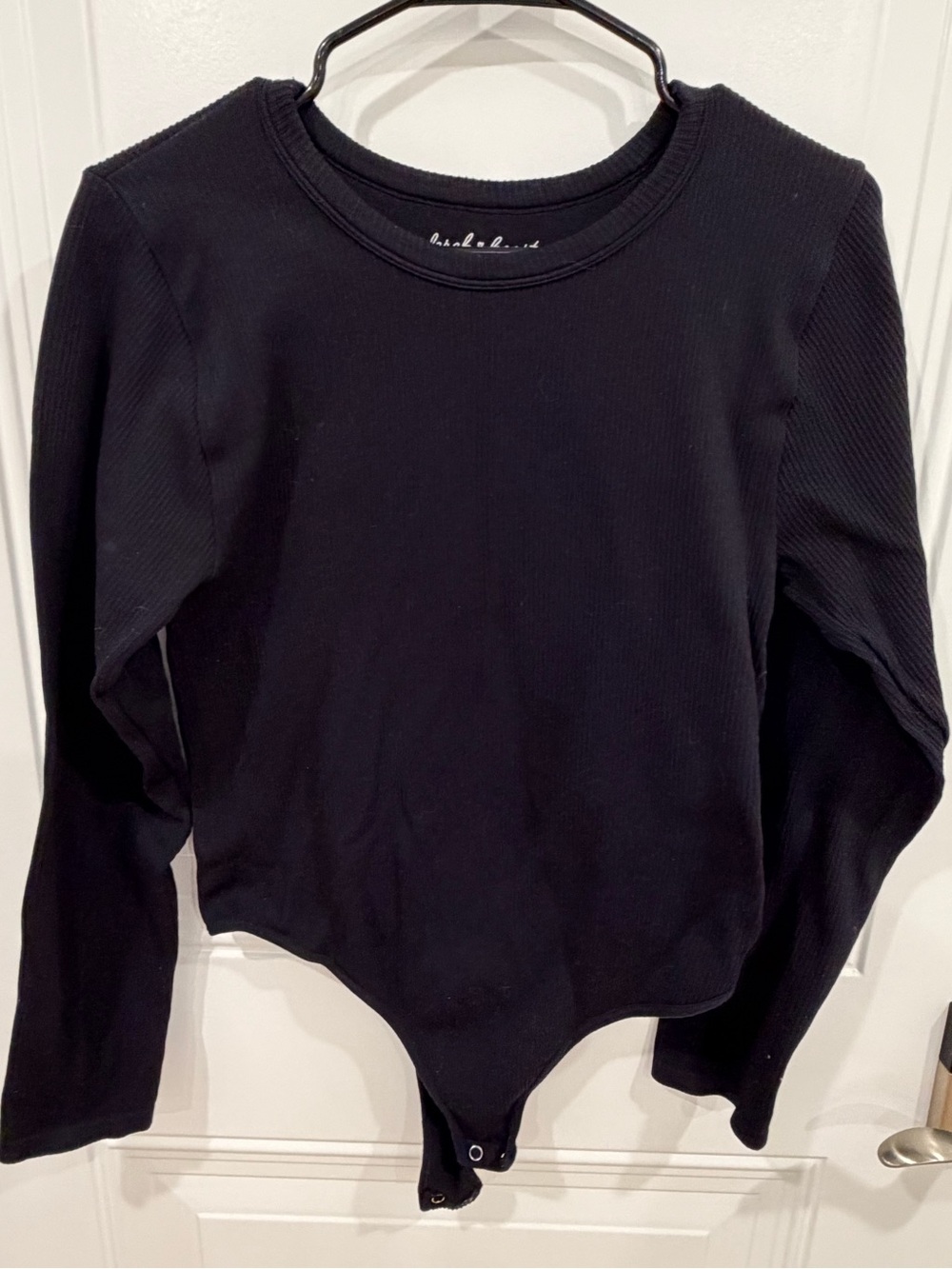 Derek Heart Black Ribbed Long Sleeve Bodysuit